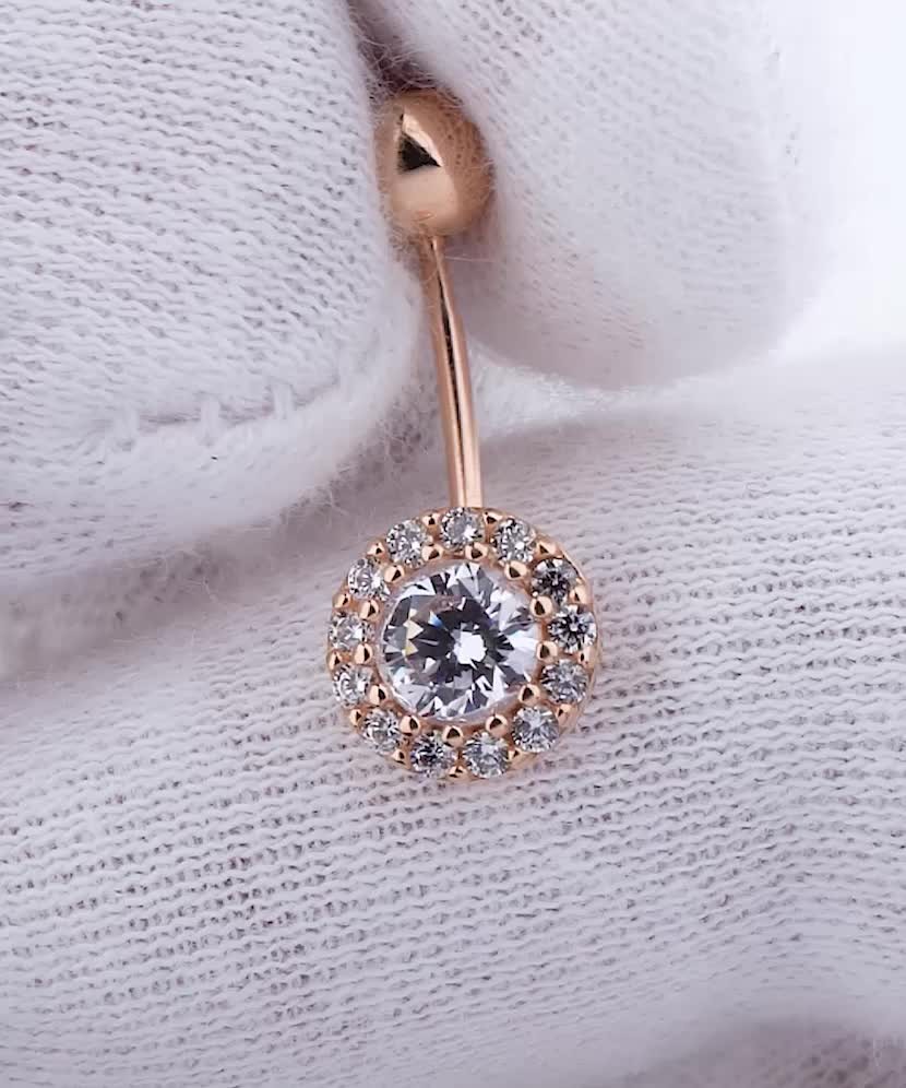 Пирсинг из золота с фианитами