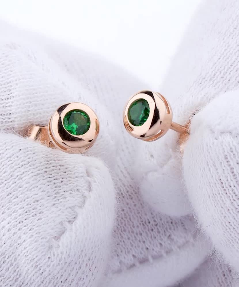 Золотые серьги с цирконами