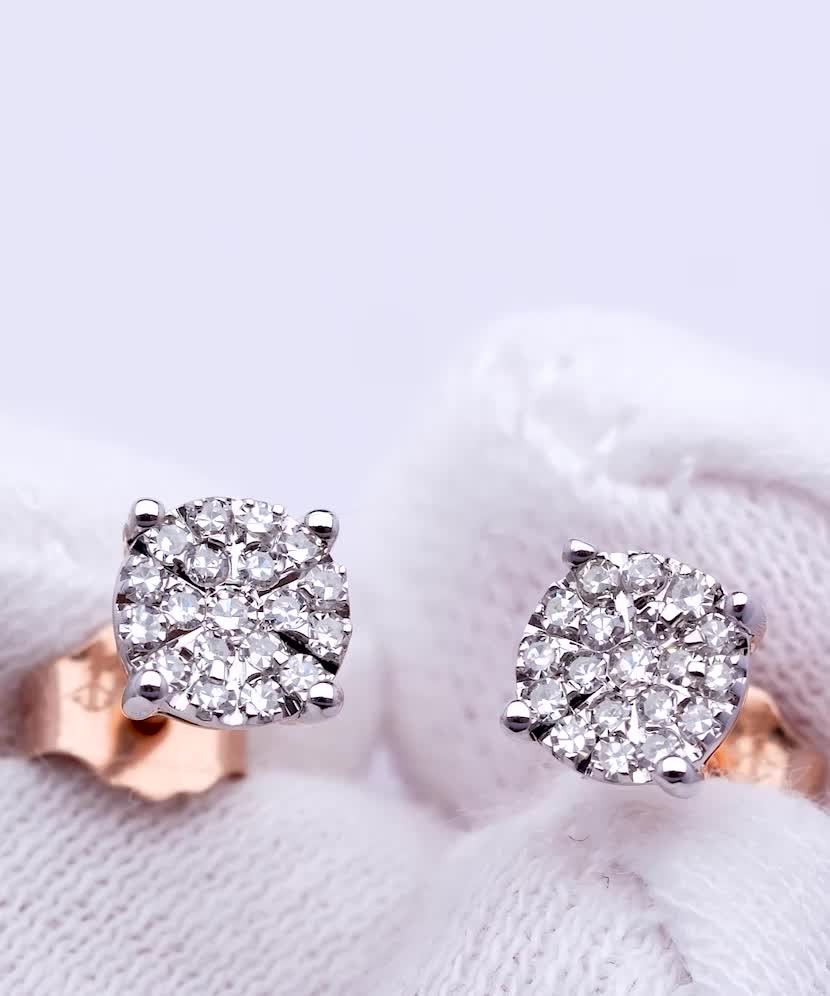 Kullast kõrvarõngad briljantidega