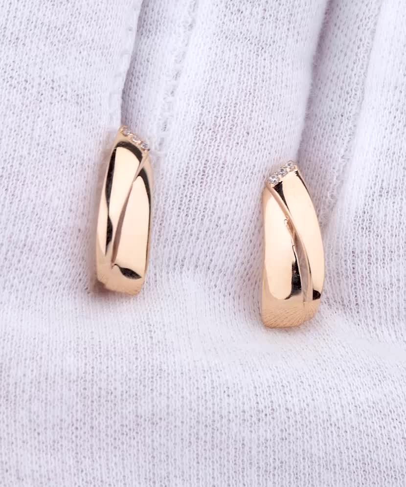 Золотые серьги с цирконами