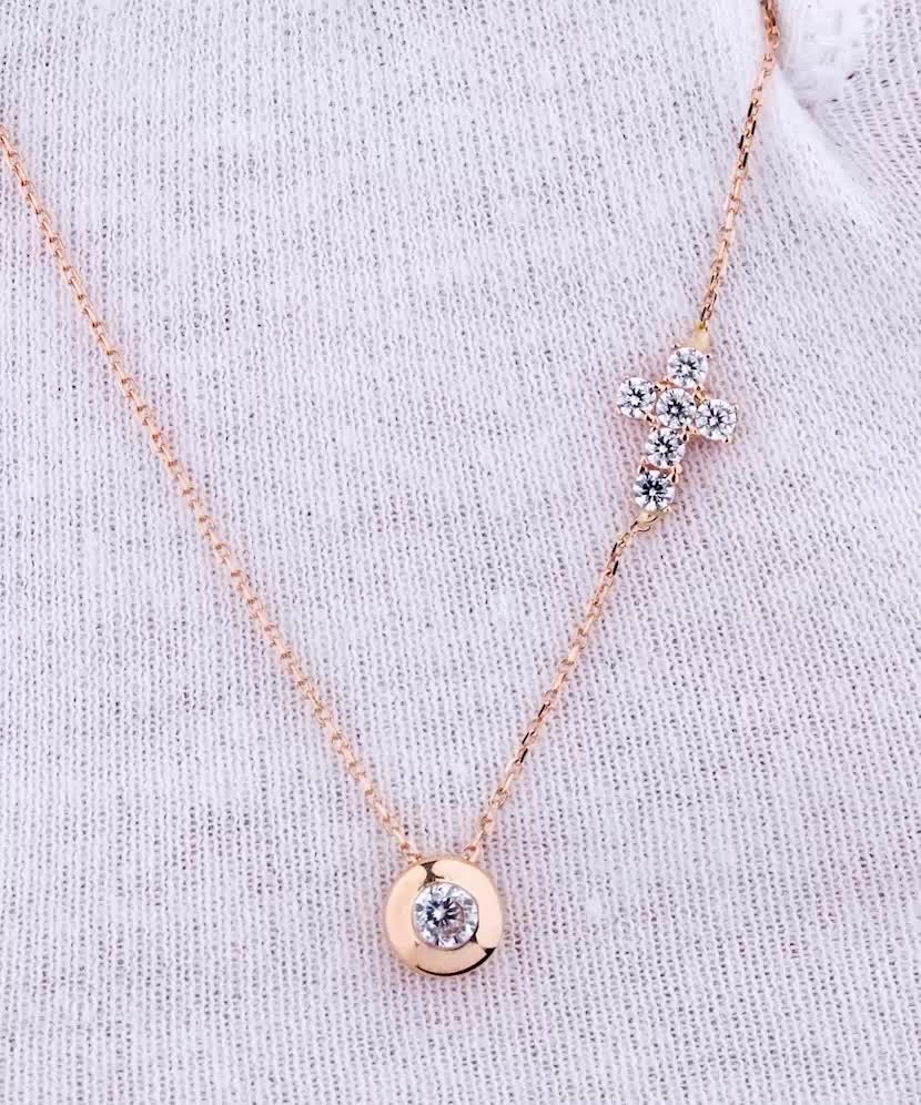 Золотая цепочка с подвеской из циркона "крест"