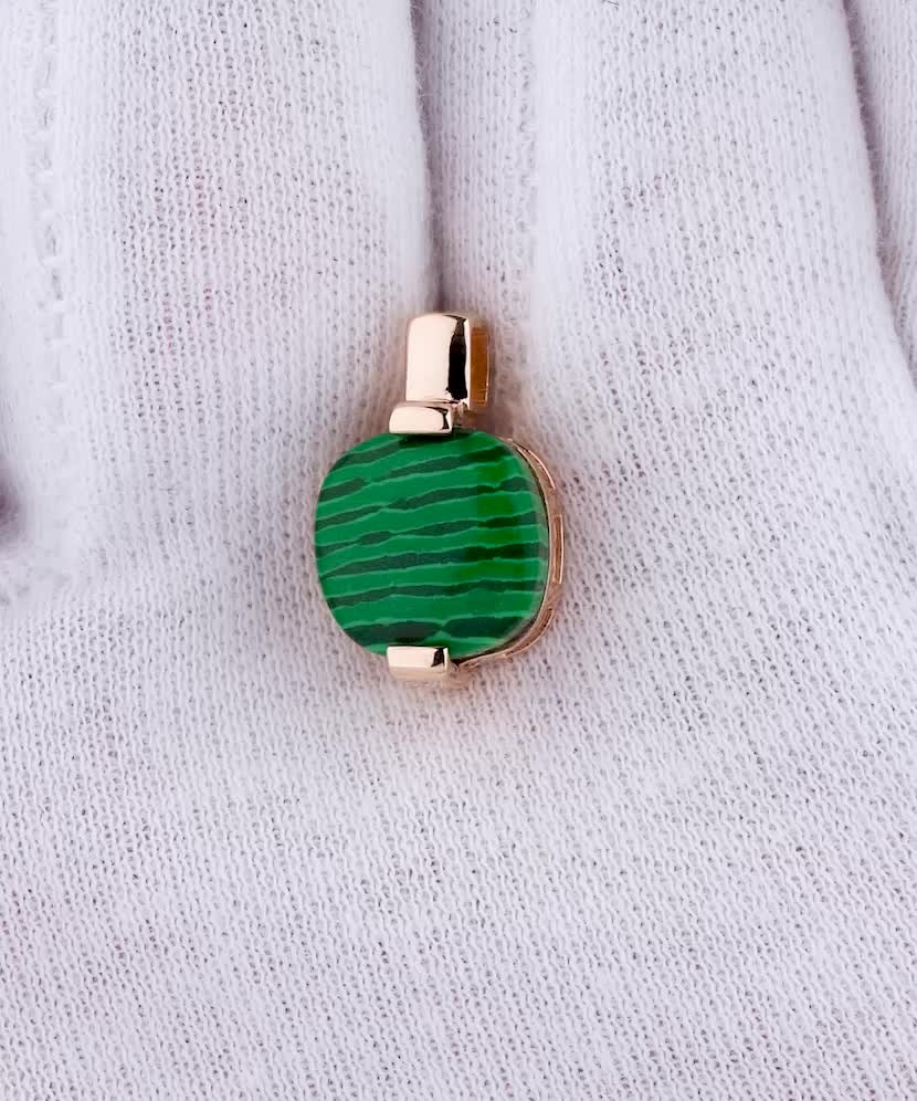 Золотой кулон/подвеска малахитом