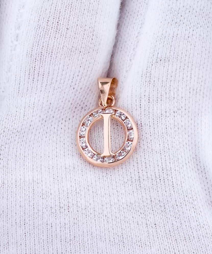 Золотой подвеска  с цирконами буква I