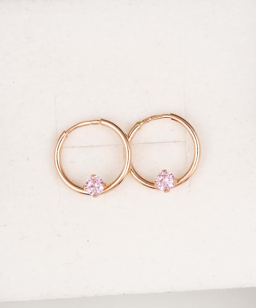 Золотые серьги конго (кольца) с цирконом 12мм