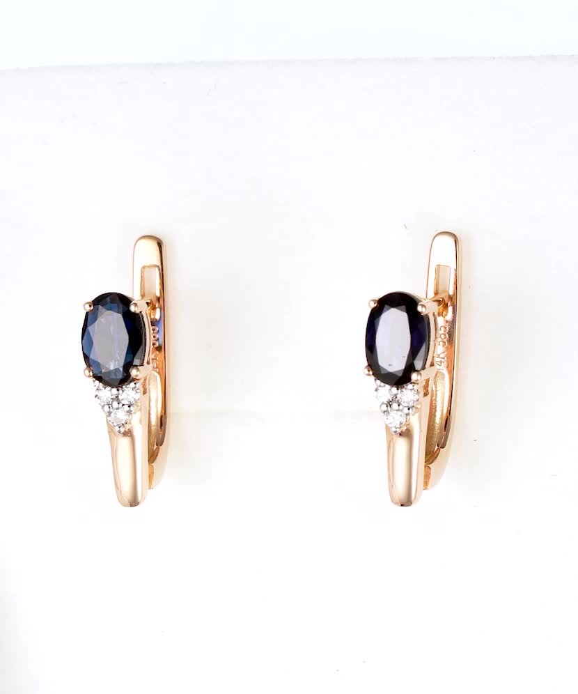 Серьги из золота с бриллиантами и сапфиром