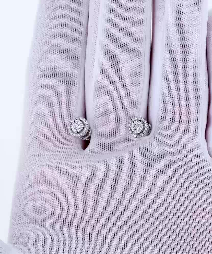 Valgest kullast kõrvarõngad briljantidega