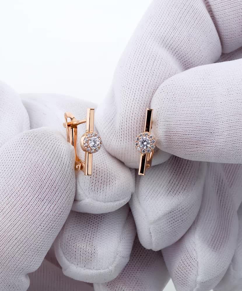 Золотые серьги с цирконами