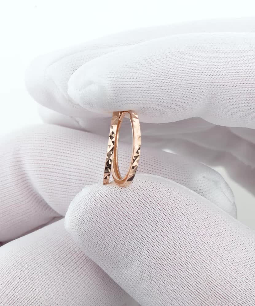 Золотые серьги конго (кольца) с гравировкой 17mm