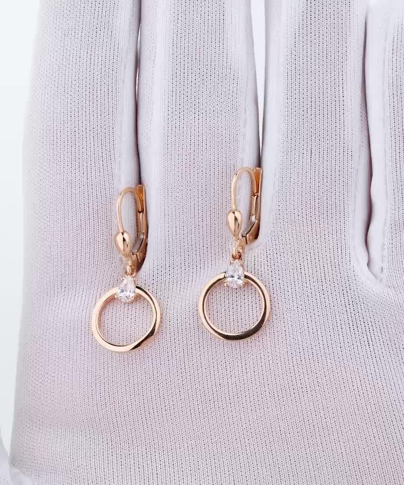 Золотые серьги с цирконами